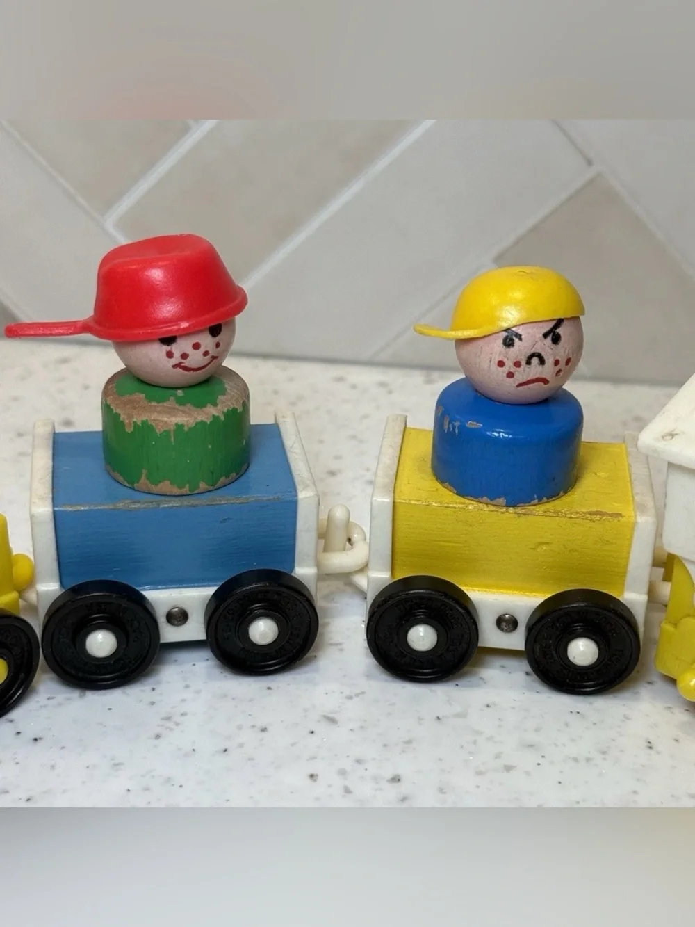 Vintage RARE 1963 Fisher Price Little People #719 Wooden Train Choo-Choo